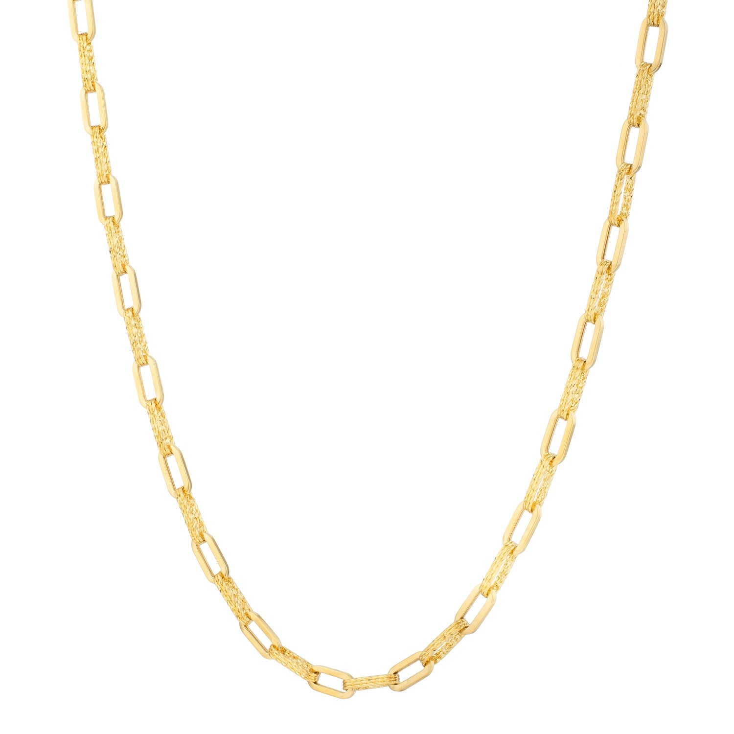 14k Yellow Gold Diamante Paperclip Chain Necklace for Women | Yene Store 