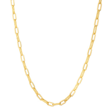 14k Yellow Gold Diamante Paperclip Chain Necklace for Women | Yene Store 