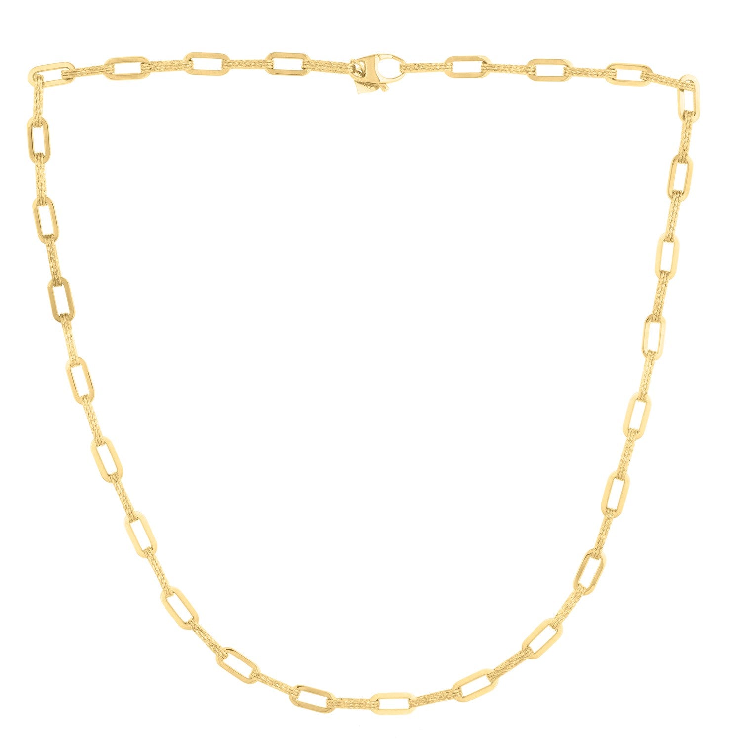 14k Yellow Gold Diamante Paperclip Chain Necklace for Women | Yene Store 