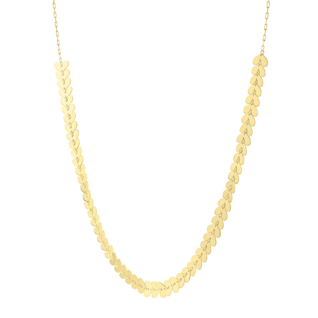 14k Yellow Gold Polished Heart Link Chain Necklace for Women | Yene Store 
