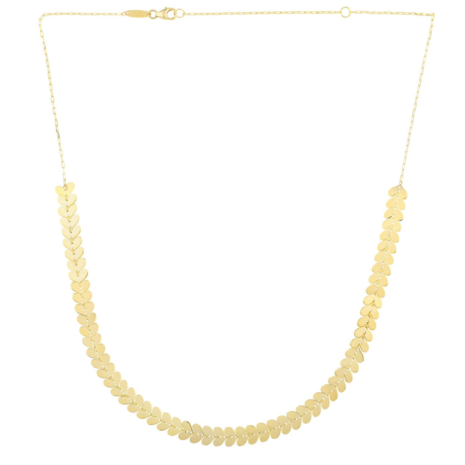 14k Yellow Gold Polished Heart Link Chain Necklace for Women | Yene Store 