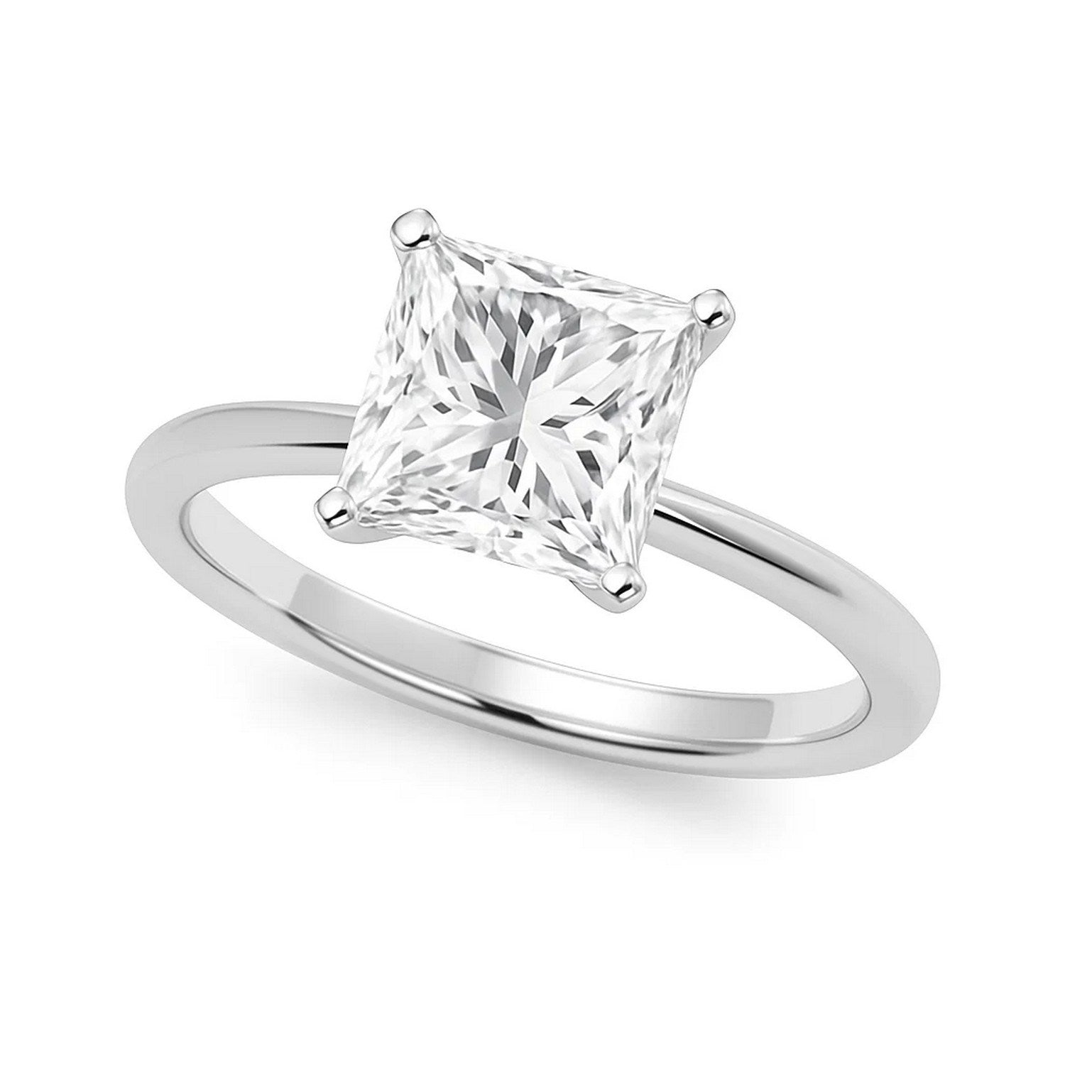 3 Carat Princess Lab Grown IGI G/VS1 Diamond Solitaire Ring in 14K White Gold