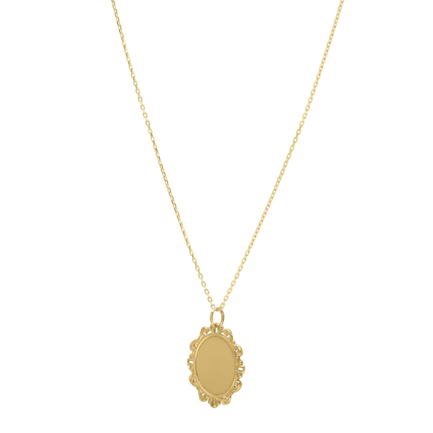 Baroque Round Pendant and Necklace in 14K Yellow Gold for Women | Yene Store 