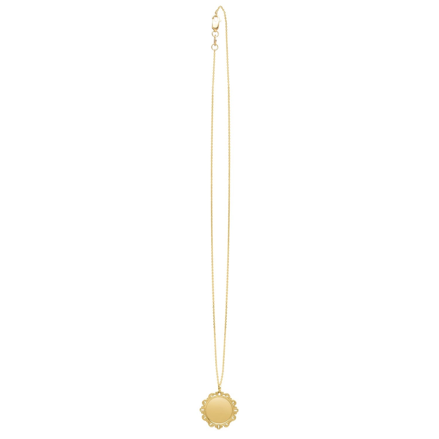 Baroque Round Pendant and Necklace in 14K Yellow Gold for Women | Yene Store 