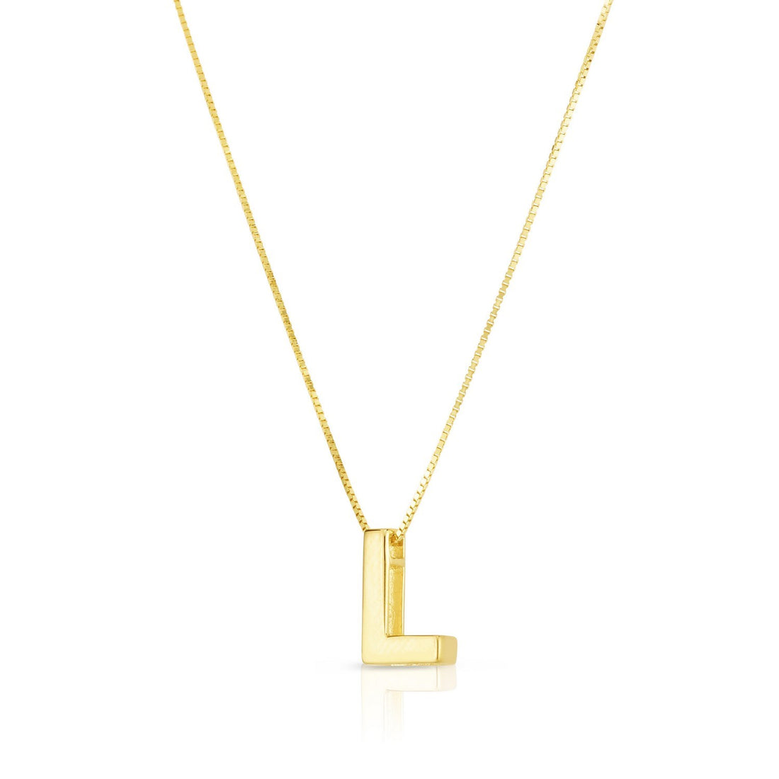 14K Yellow Gold Yours Truly Block Letter Initial L Necklace for Women | Yene Store 