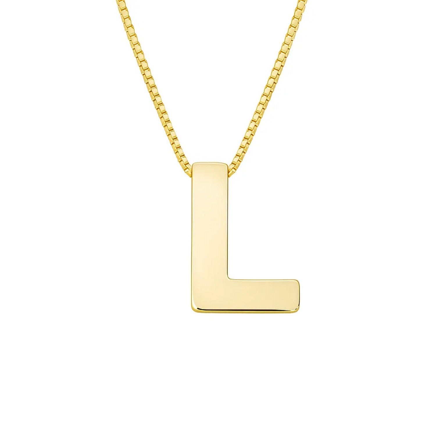 14K Yellow Gold Yours Truly Block Letter Initial L Necklace for Women | Yene Store 