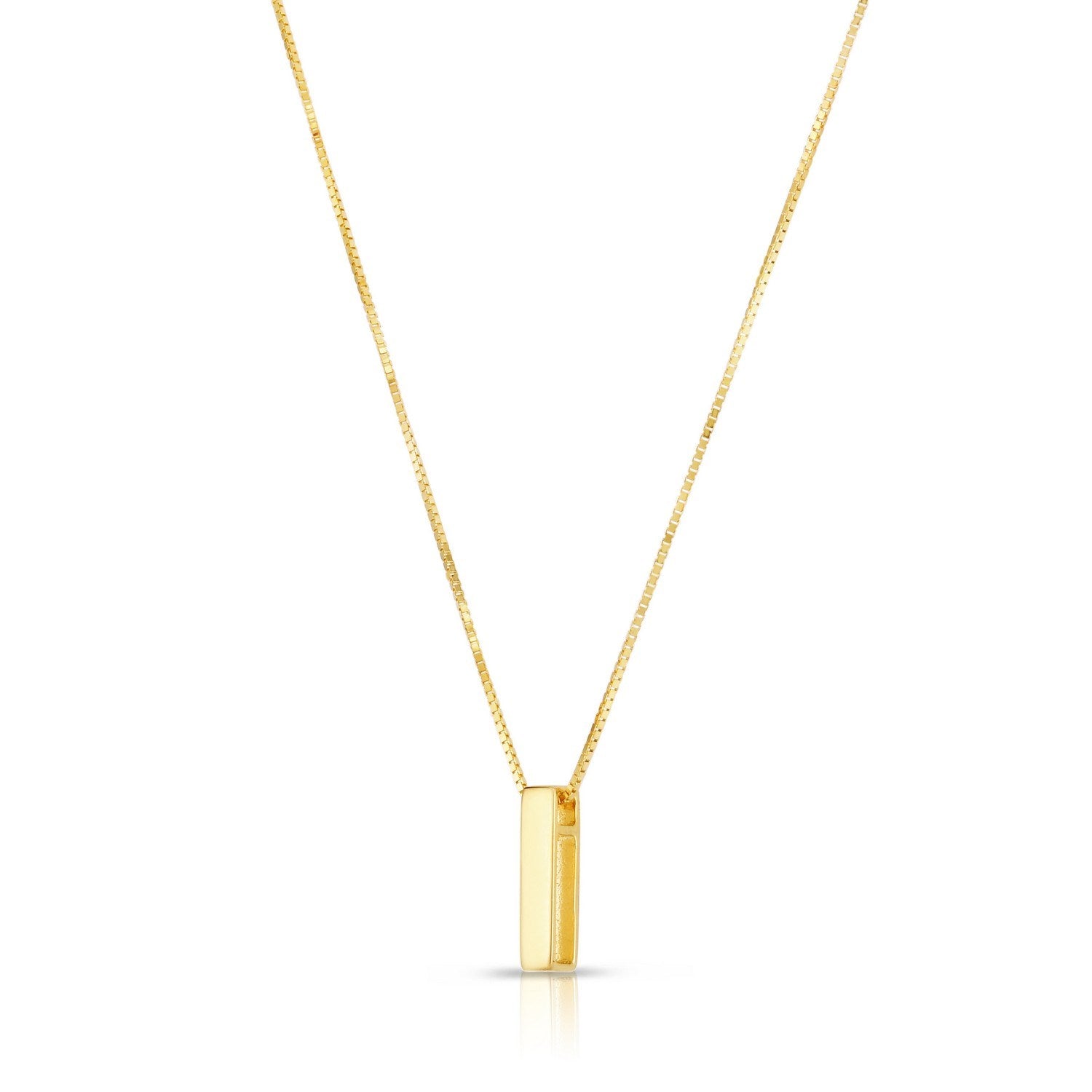 14K Yellow Gold Yours Truly Block Letter Initial I Necklace for Women | Yene Store 