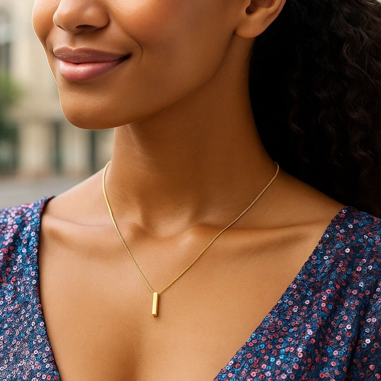 14K Yellow Gold Yours Truly Block Letter Initial I Necklace for Women | Yene Store 