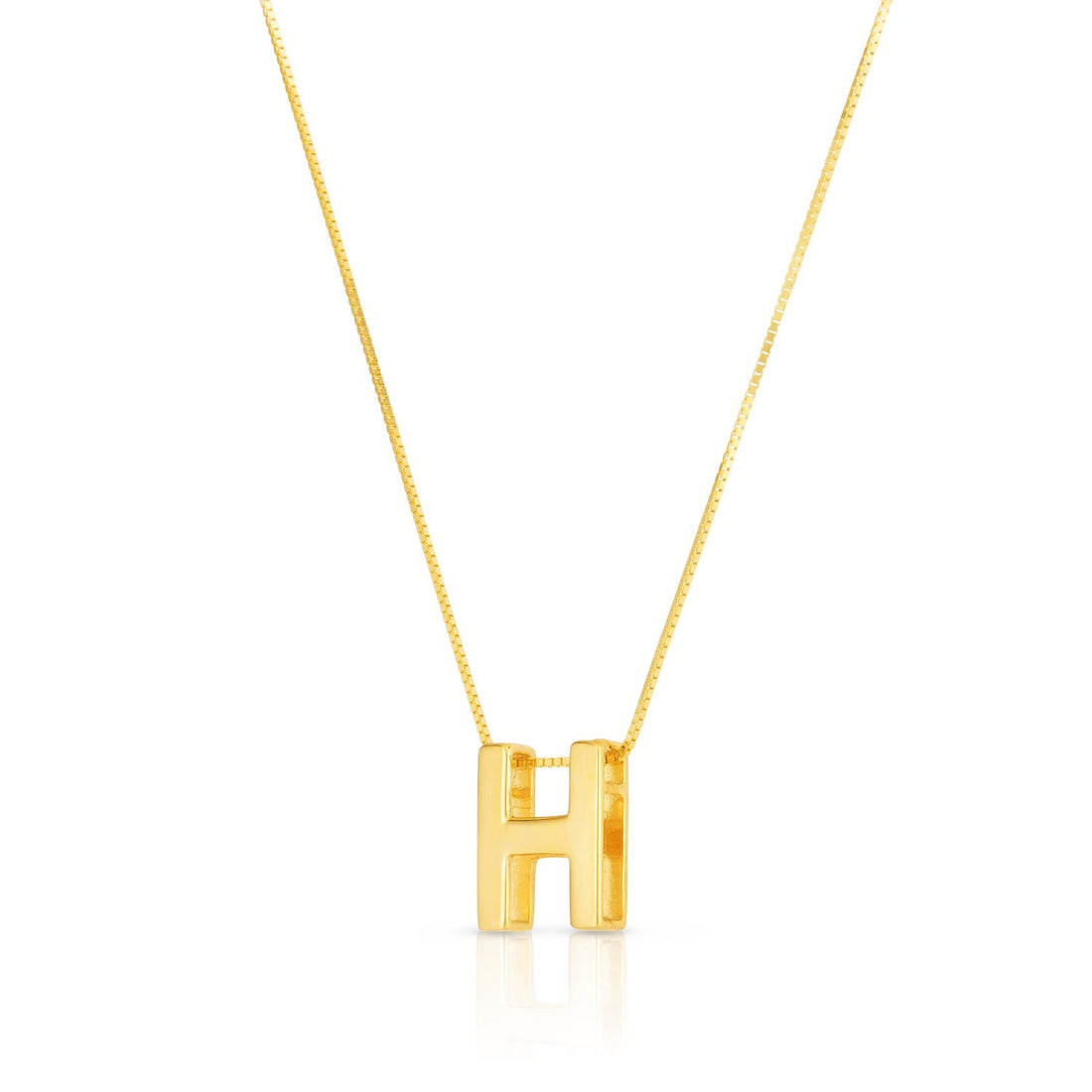 14K Yellow Gold Yours Truly Block Letter Initial H Necklace for Women | Yene Store 