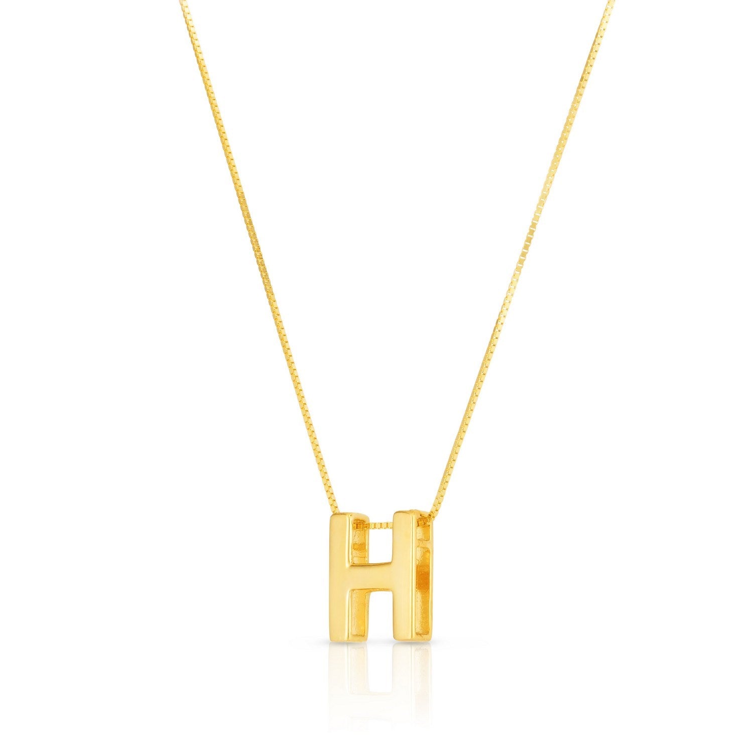 14K Yellow Gold Yours Truly Block Letter Initial H Necklace for Women | Yene Store 
