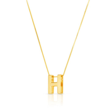 14K Yellow Gold Yours Truly Block Letter Initial H Necklace for Women | Yene Store 