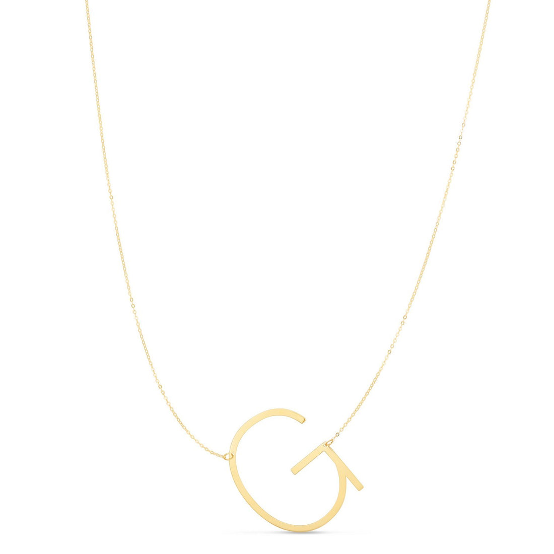 14K Yellow Gold Yours Truly Large Initial G Necklace for women | Yene Store 