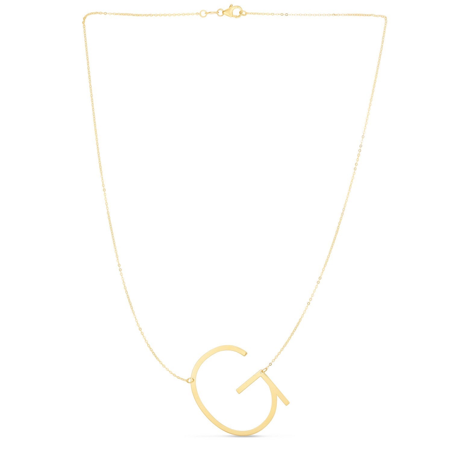 14K Yellow Gold Yours Truly Large Initial G Necklace for women | Yene Store 
