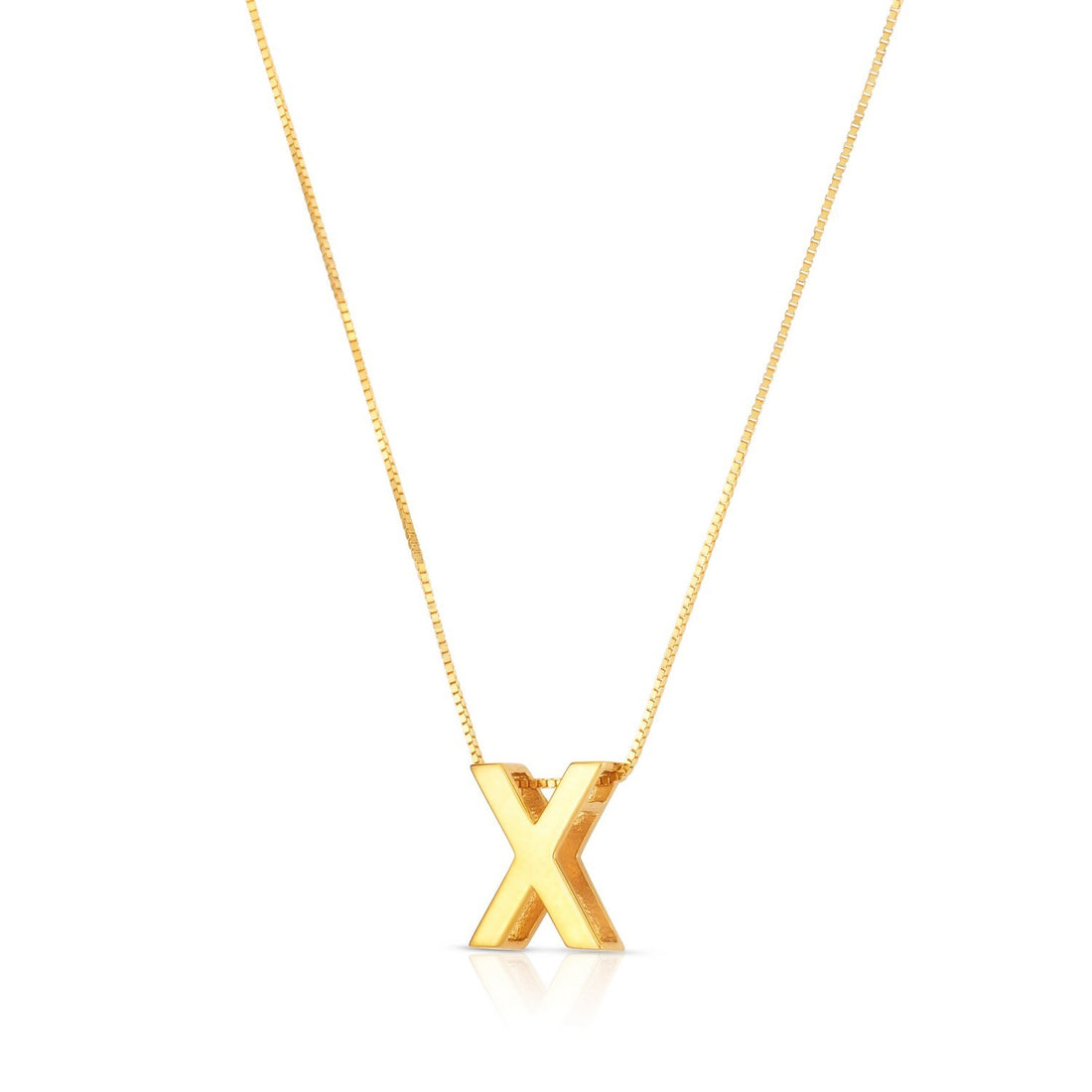 14K Yellow Gold Yours Truly Block Letter Initial X Necklace for Women | Yene Store 