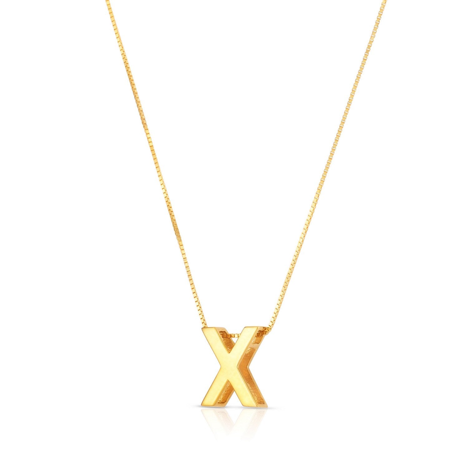 14K Yellow Gold Yours Truly Block Letter Initial X Necklace for Women | Yene Store 