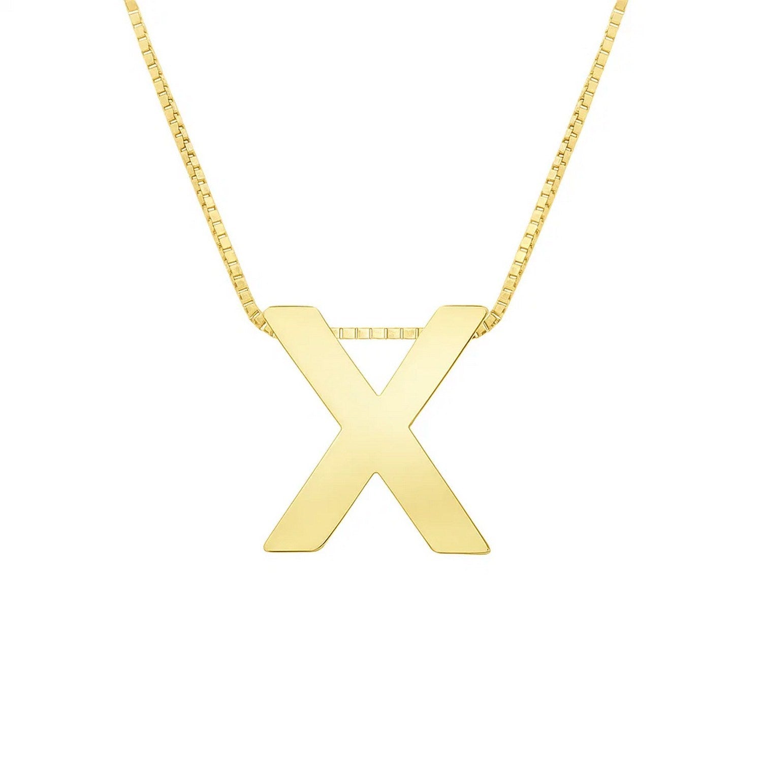14K Yellow Gold Yours Truly Block Letter Initial X Necklace for Women | Yene Store
