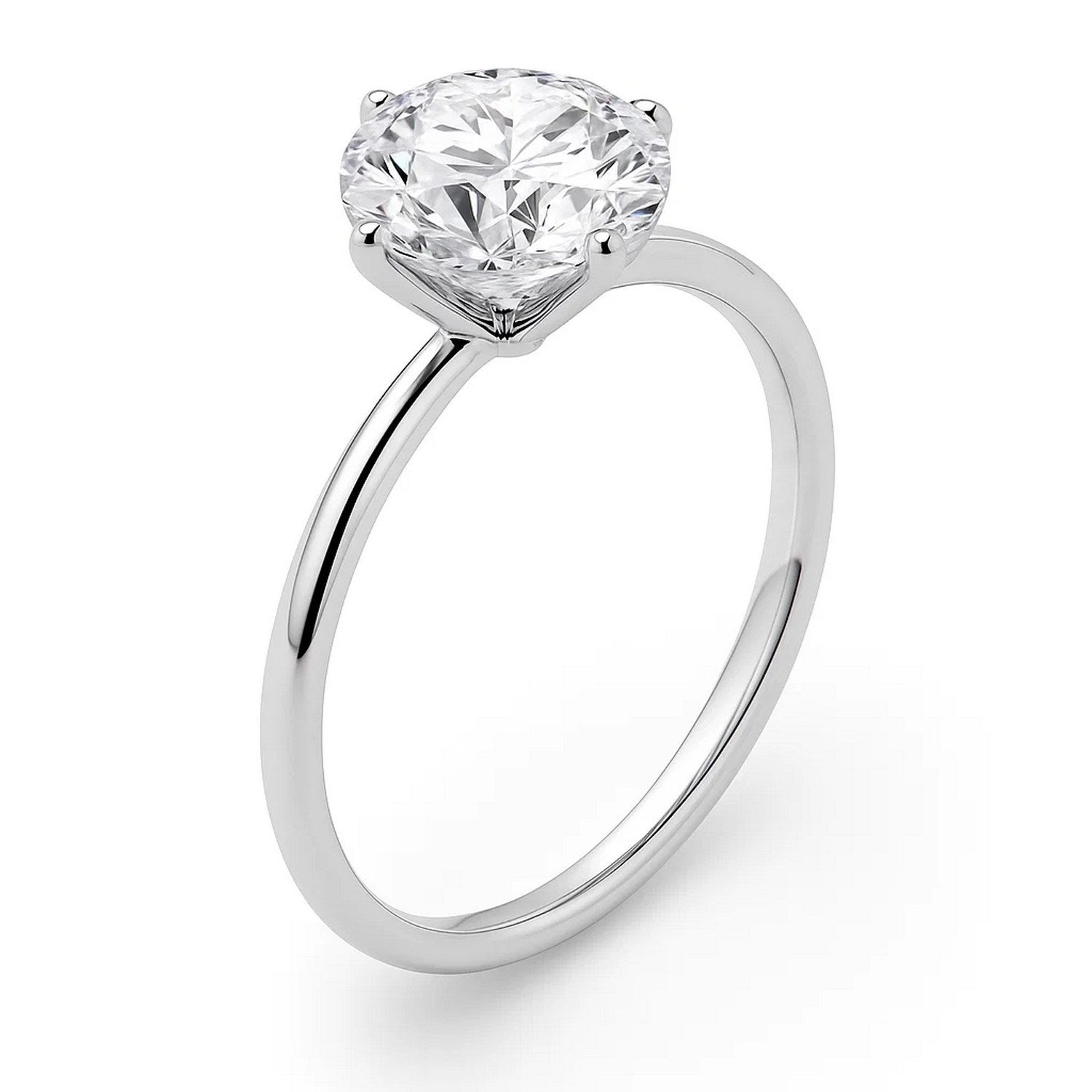 5 Carat Round Lab Grown IGI G/VS1 Diamond Solitaire Ring in 14K White Gold for Women | Yene Store 