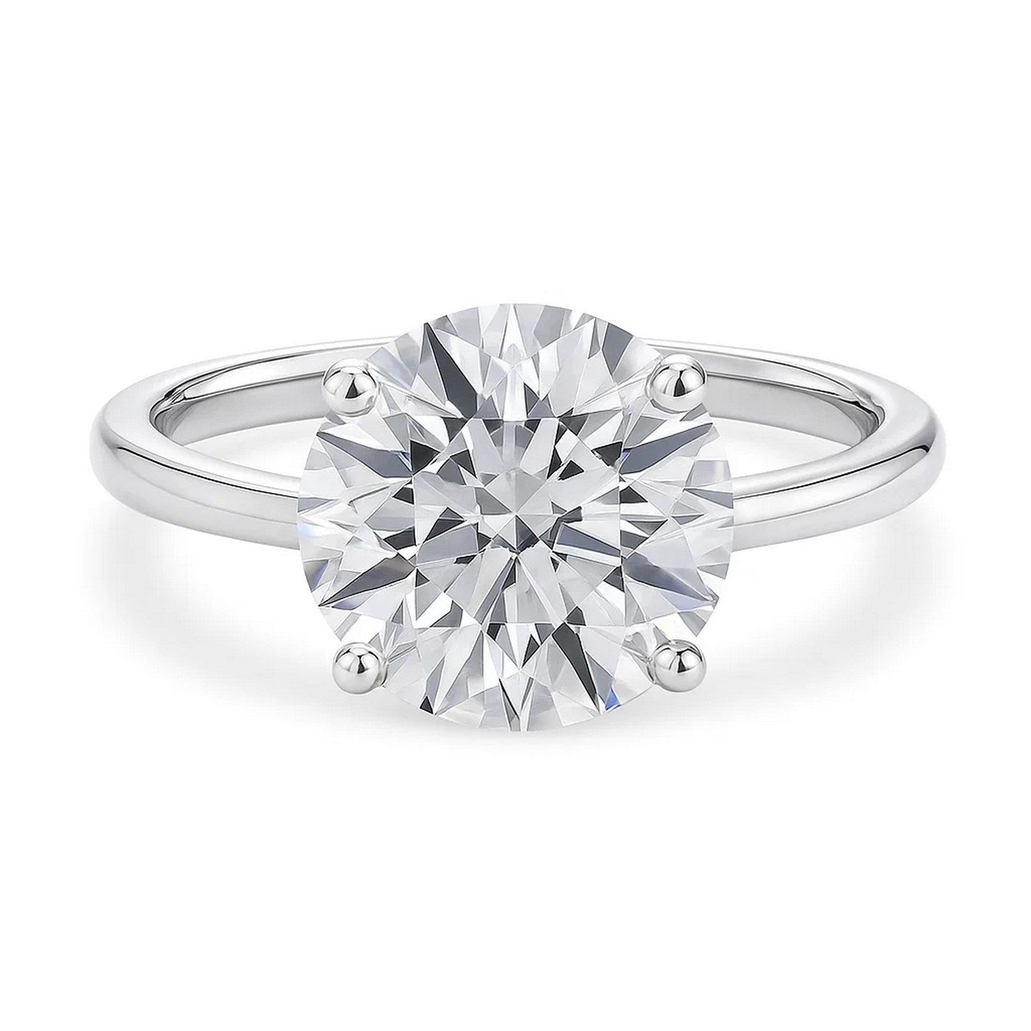 5 Carat Round Lab Grown IGI G/VS1 Diamond Solitaire Ring in 14K White Gold for Women | Yene Store 