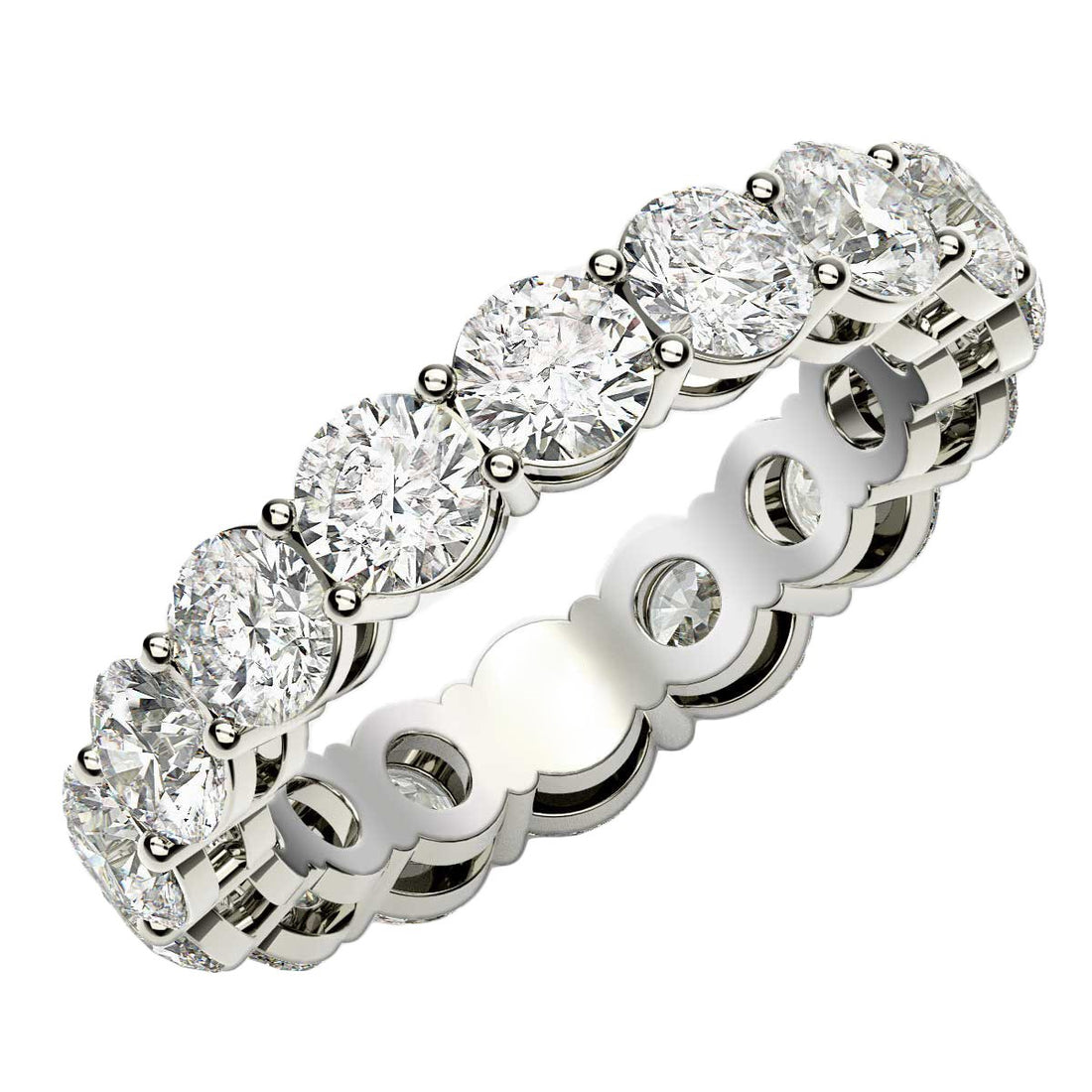 Round Cut Lab Grown Diamond Eternity Ring in 14k White Gold (4 cttw FG/VS2)      for Women | Yenestore 
