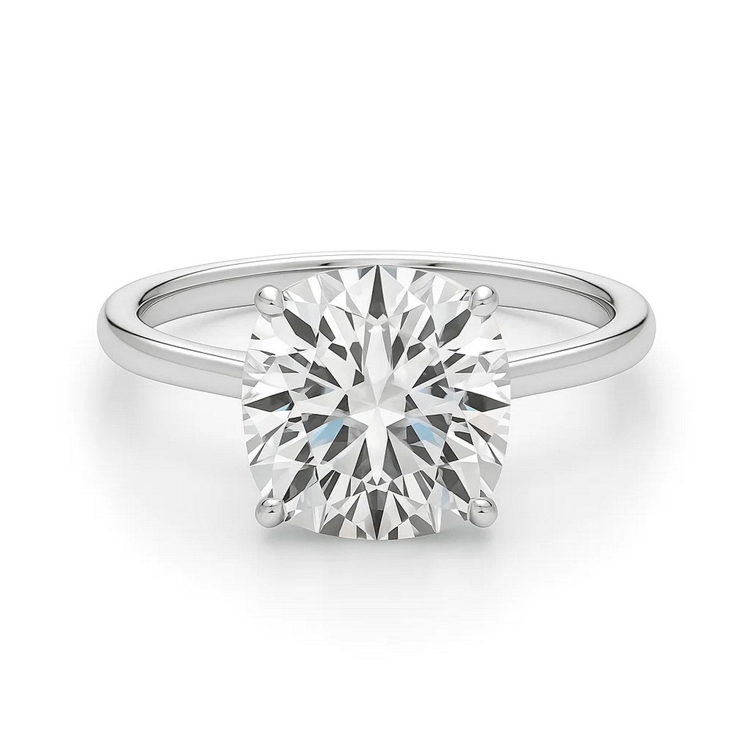 5 Carat Cushion Lab Grown IGI G/VS1 Diamond Solitaire Ring in 14K White Gold for Women | Yene Store 