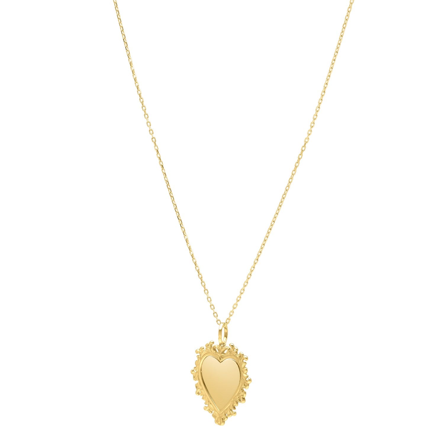 Baroque Heart Necklace in 14K Yellow Gold for Women | Yene store 