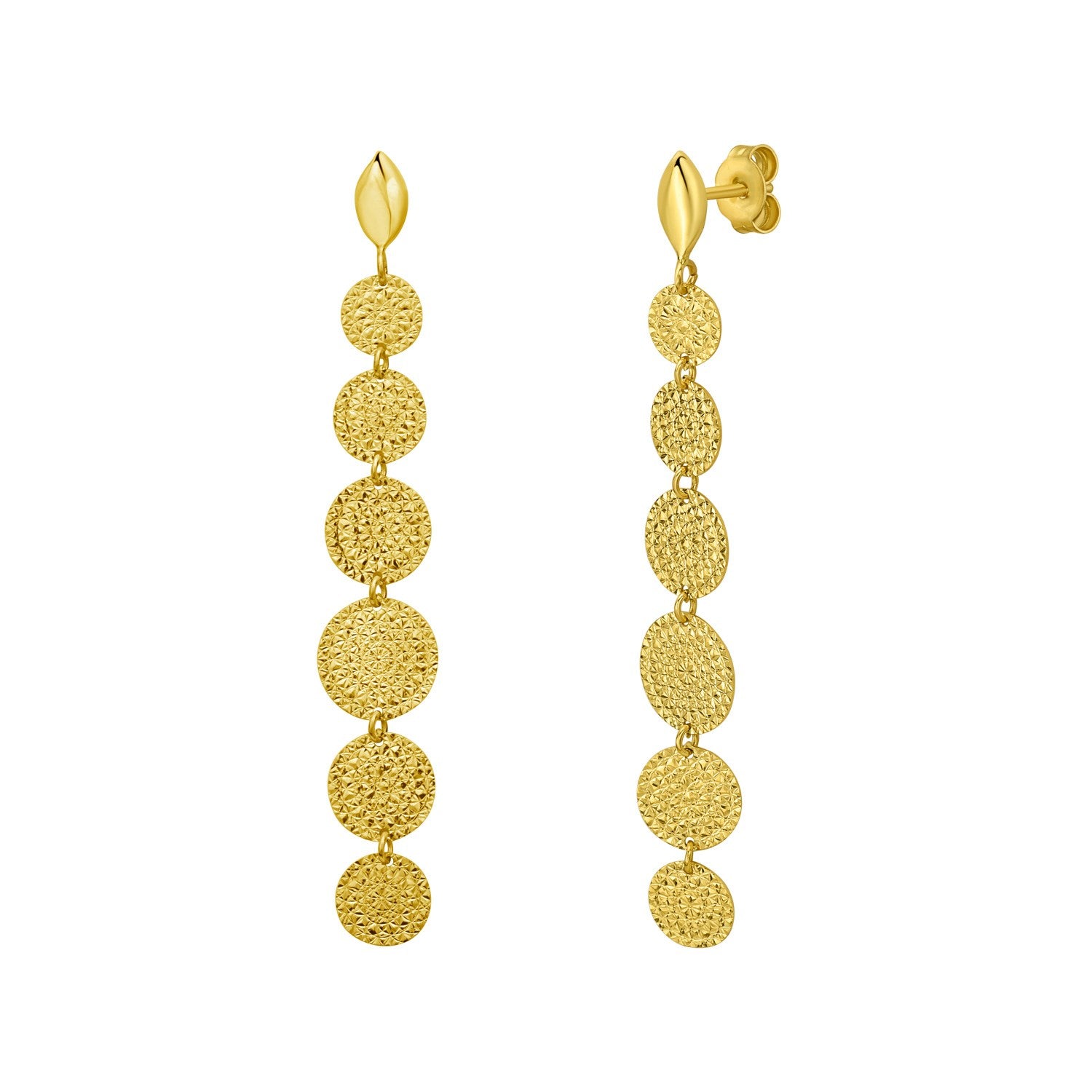 14K Yellow Gold Hammered Pebble Earrings for Women | Yene Store 