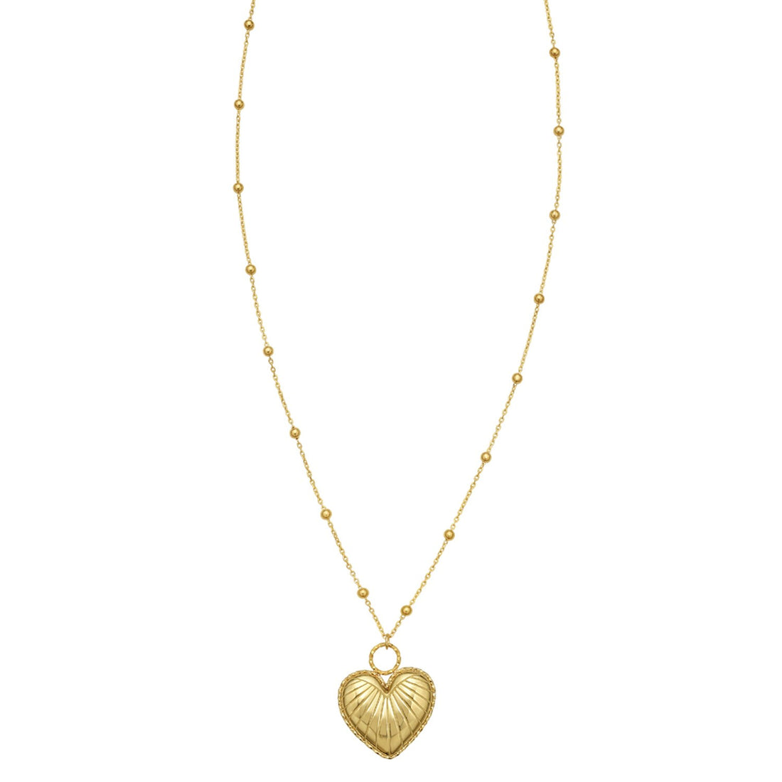 14K Yellow Gold Vintage Puffed Heart Necklace for Women | Yene Store 