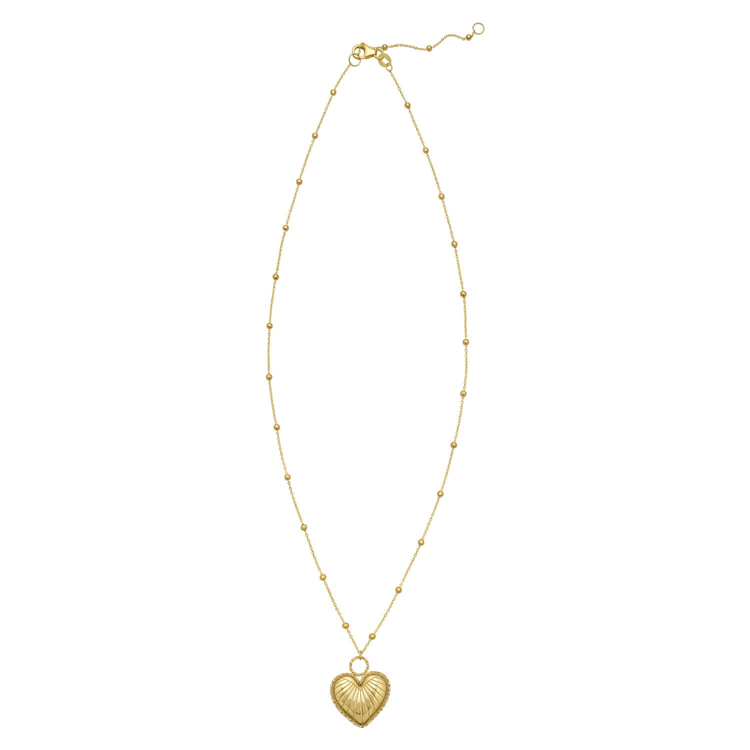 14K Yellow Gold Vintage Puffed Heart Necklace for Women | Yene Store 