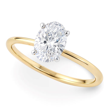 1 Carat Oval Lab Grown IGI G/VS1 Diamond Solitaire Ring in 14K Yellow Gold for Women  | Yene Store 
