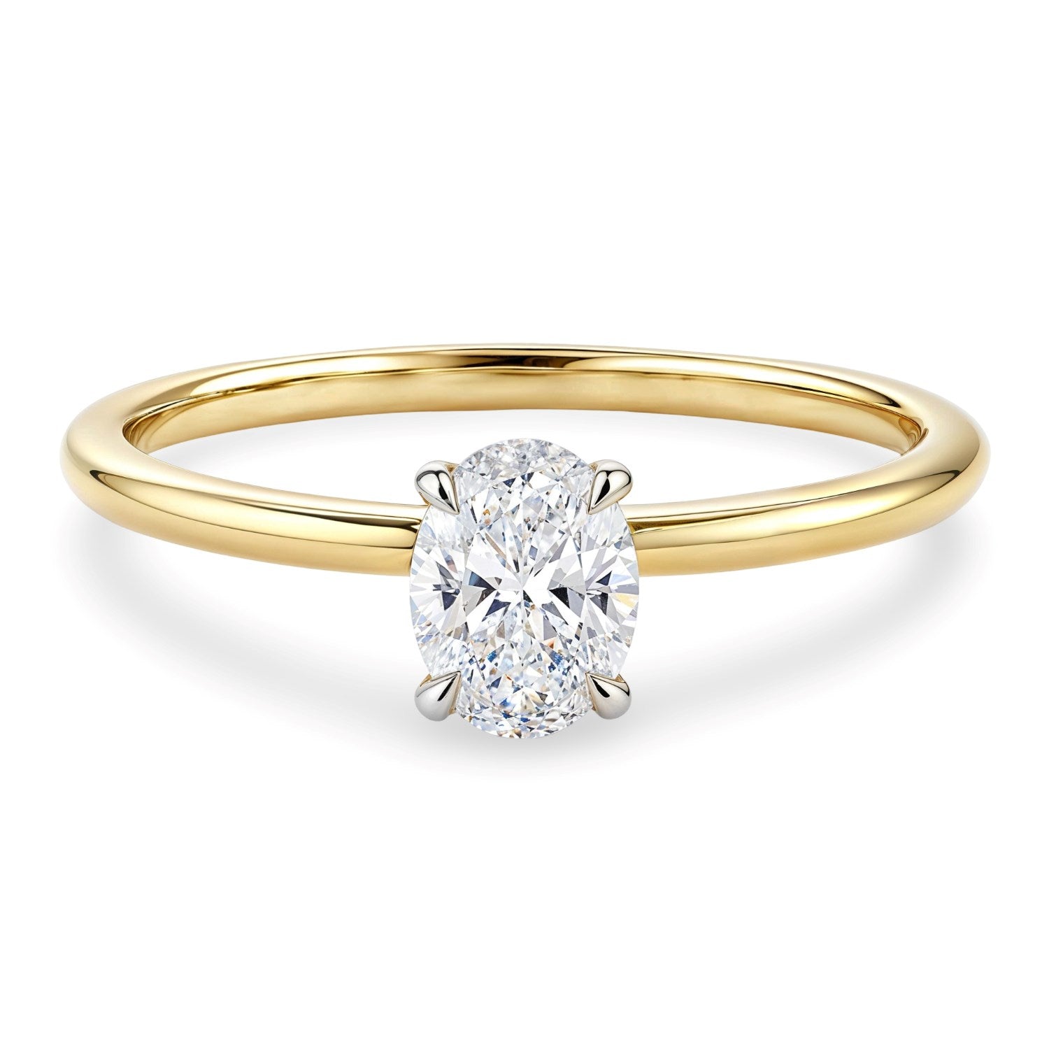 1 Carat Oval Lab Grown IGI G/VS1 Diamond Solitaire Ring in 14K Yellow Gold for Women  | Yene Store 
