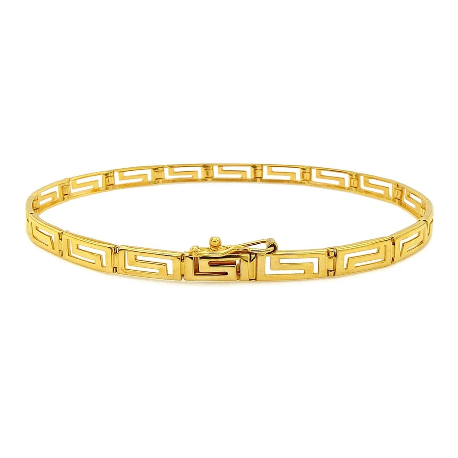 14k Yellow Gold Greek Fret Design Fancy Bracelet (3.30 mm) for Women | Yene Store 