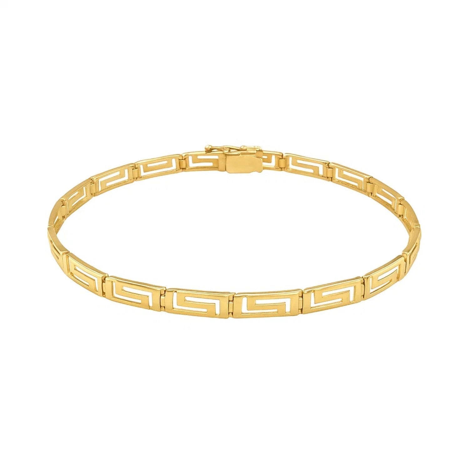 14k Yellow Gold Greek Fret Design Fancy Bracelet (3.30 mm) for Women | Yene Store 