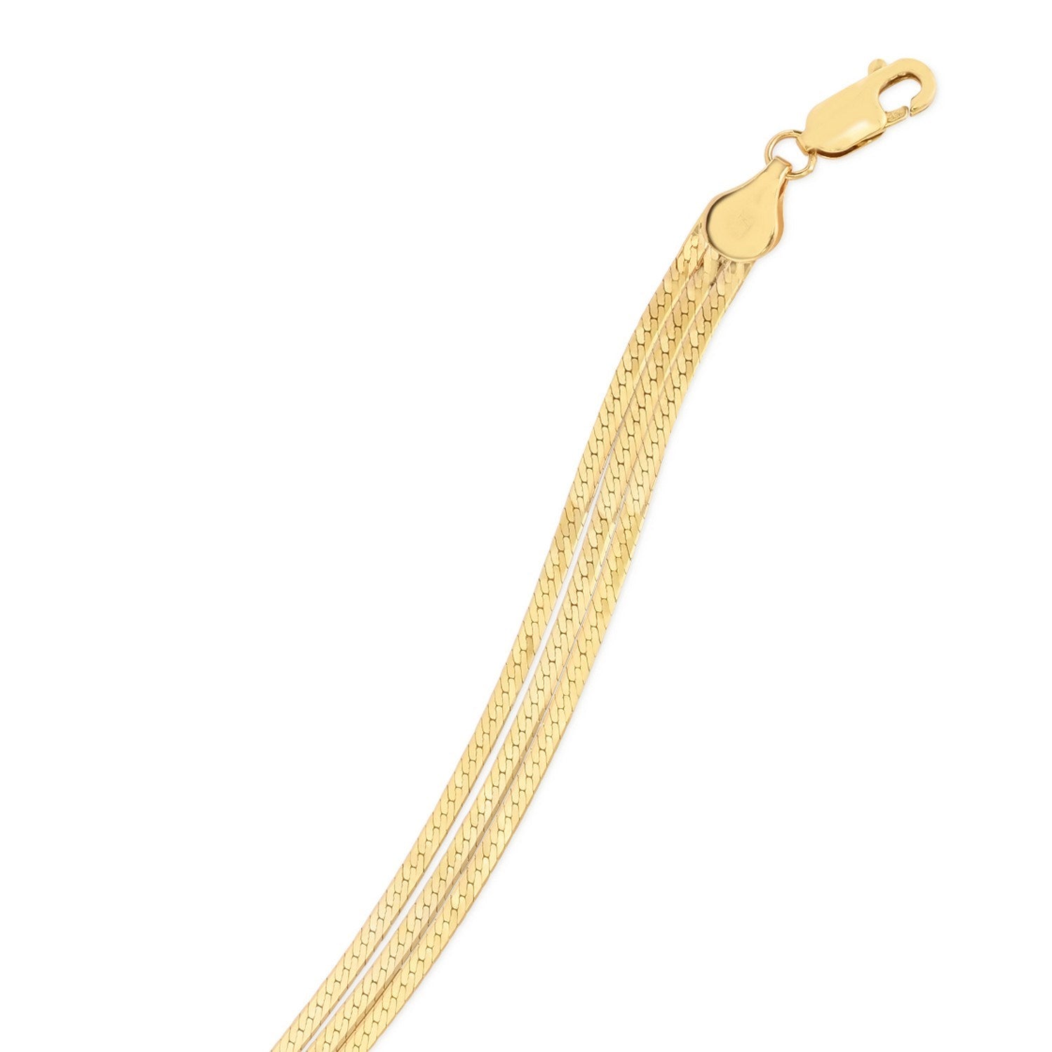 14k Yellow Gold Three Strand Herringbone Chain Necklace for Women | Yene Store 
