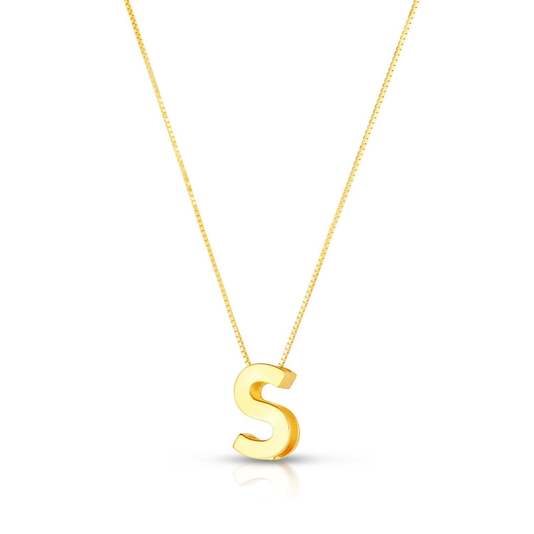 14K Yellow Gold Yours Truly Block Letter Initial S Necklace for Women | Yene Store 