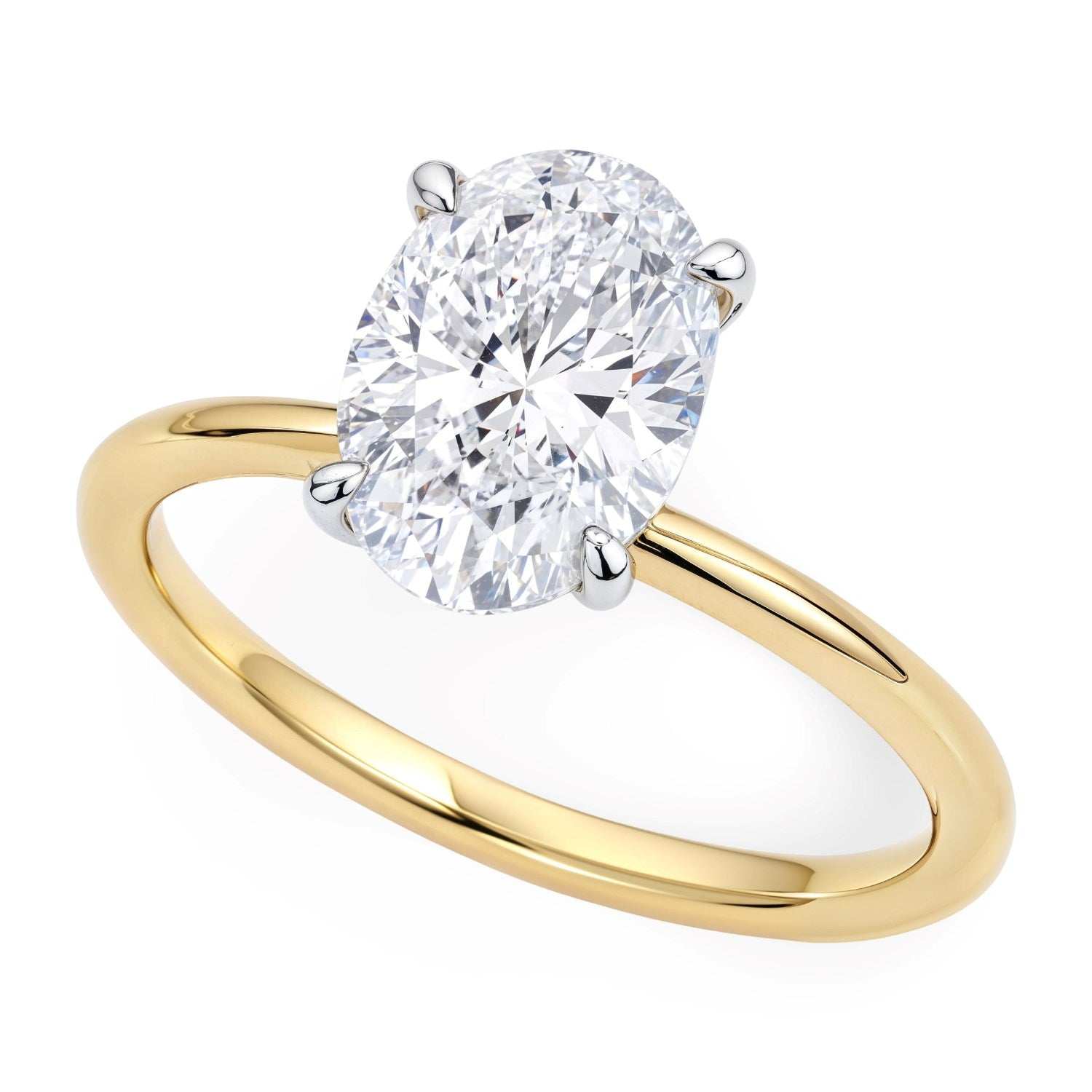 2 Carat Oval Lab Grown IGI G/VS1 Diamond Solitaire Ring in 14K Yellow Gold for Women | Yene Store 