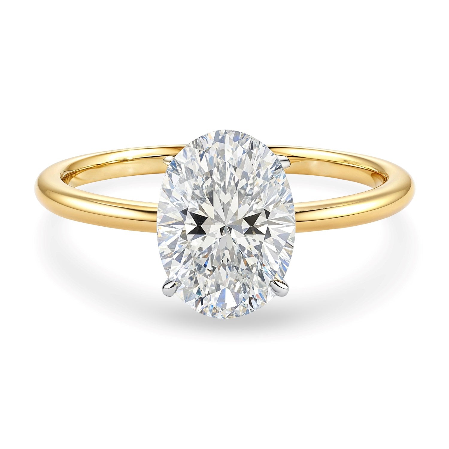 2 Carat Oval Lab Grown IGI G/VS1 Diamond Solitaire Ring in 14K Yellow Gold for Women | Yene Store 