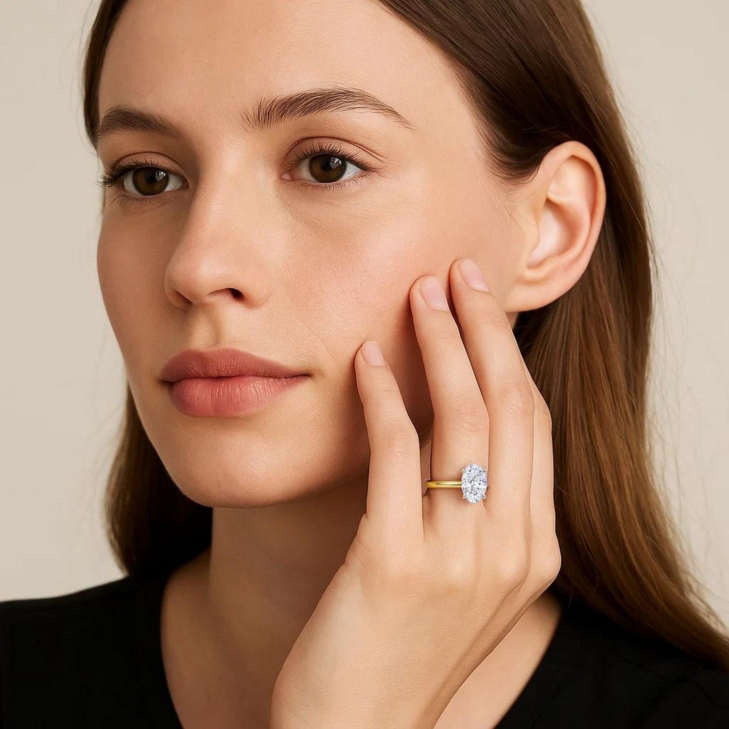 2 Carat Oval Lab Grown IGI G/VS1 Diamond Solitaire Ring in 14K Yellow Gold for Women | Yene Store 