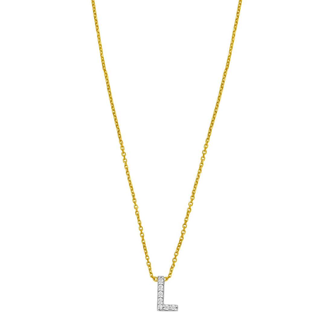 14K Yellow Gold Mini Diamond L Initial Pendant Necklace for Women | Yene Store 