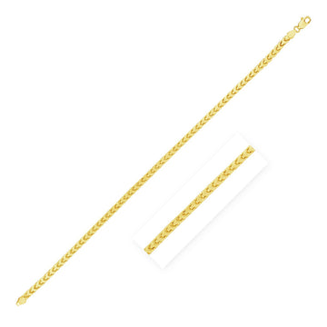14k Yellow Gold Solid Diamond Cut Round Franco Bracelet (3.10 mm) for Women | Yene Store 