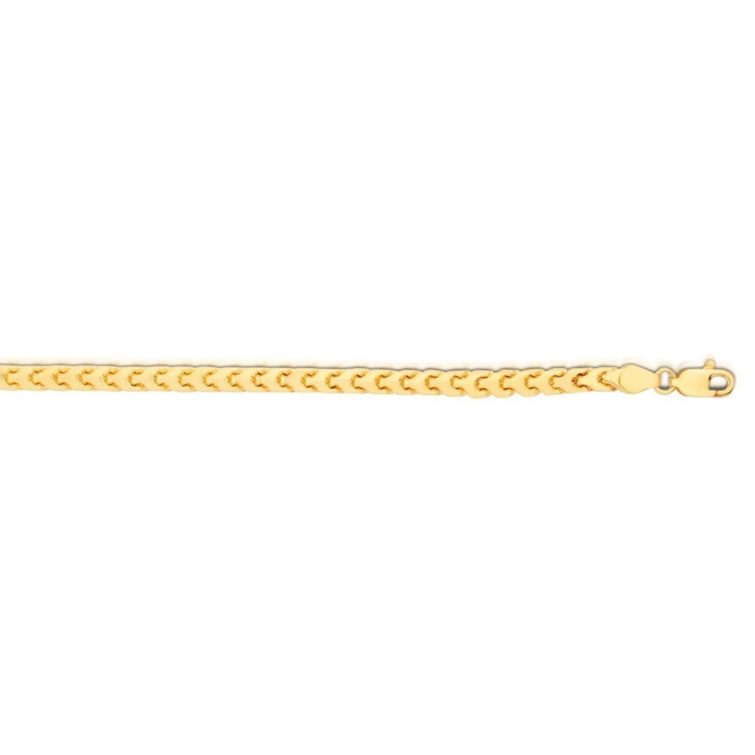 14k Yellow Gold Solid Diamond Cut Round Franco Bracelet (3.10 mm) for Women | Yene Store