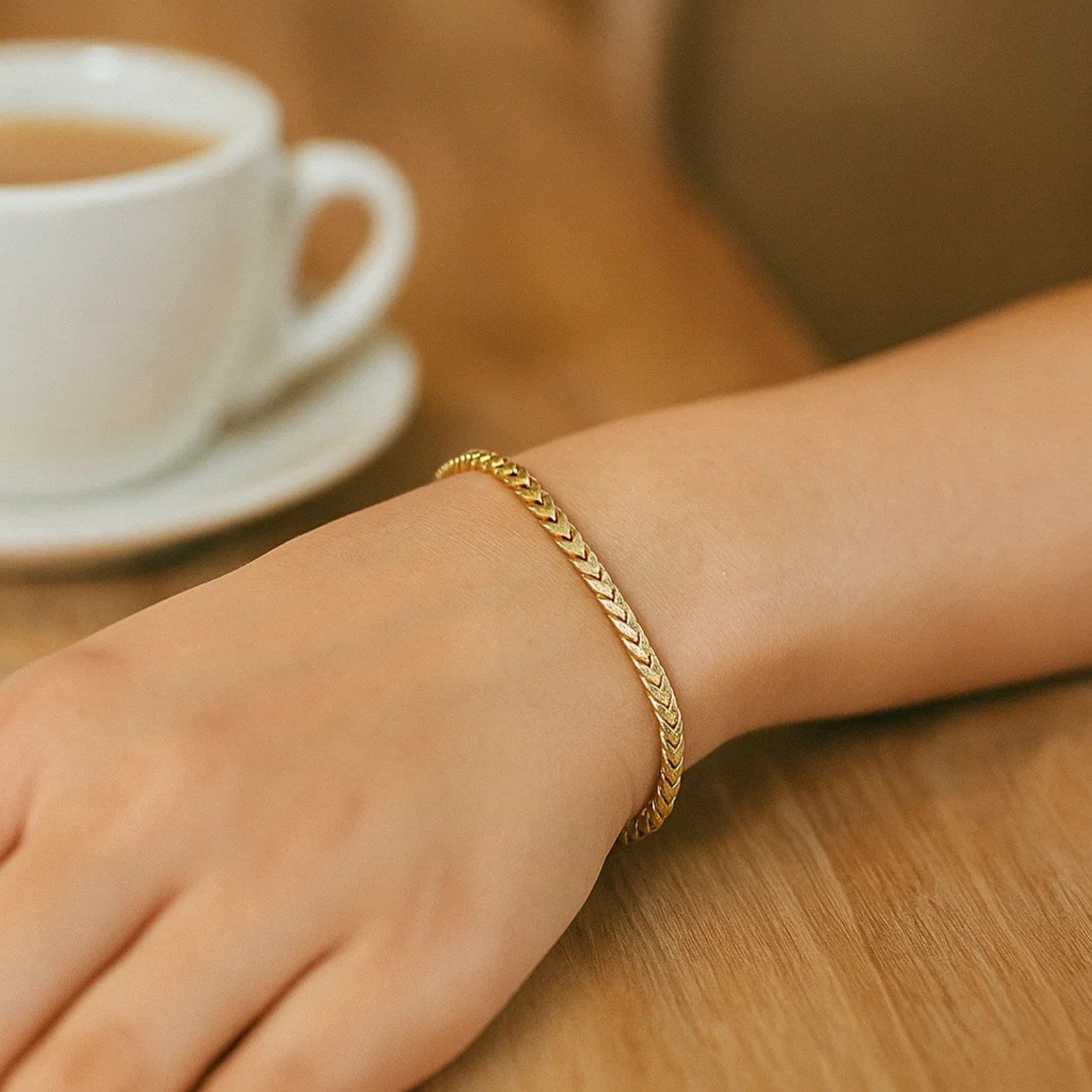 14k Yellow Gold Solid Diamond Cut Round Franco Bracelet (3.10 mm) for Women | Yene Store