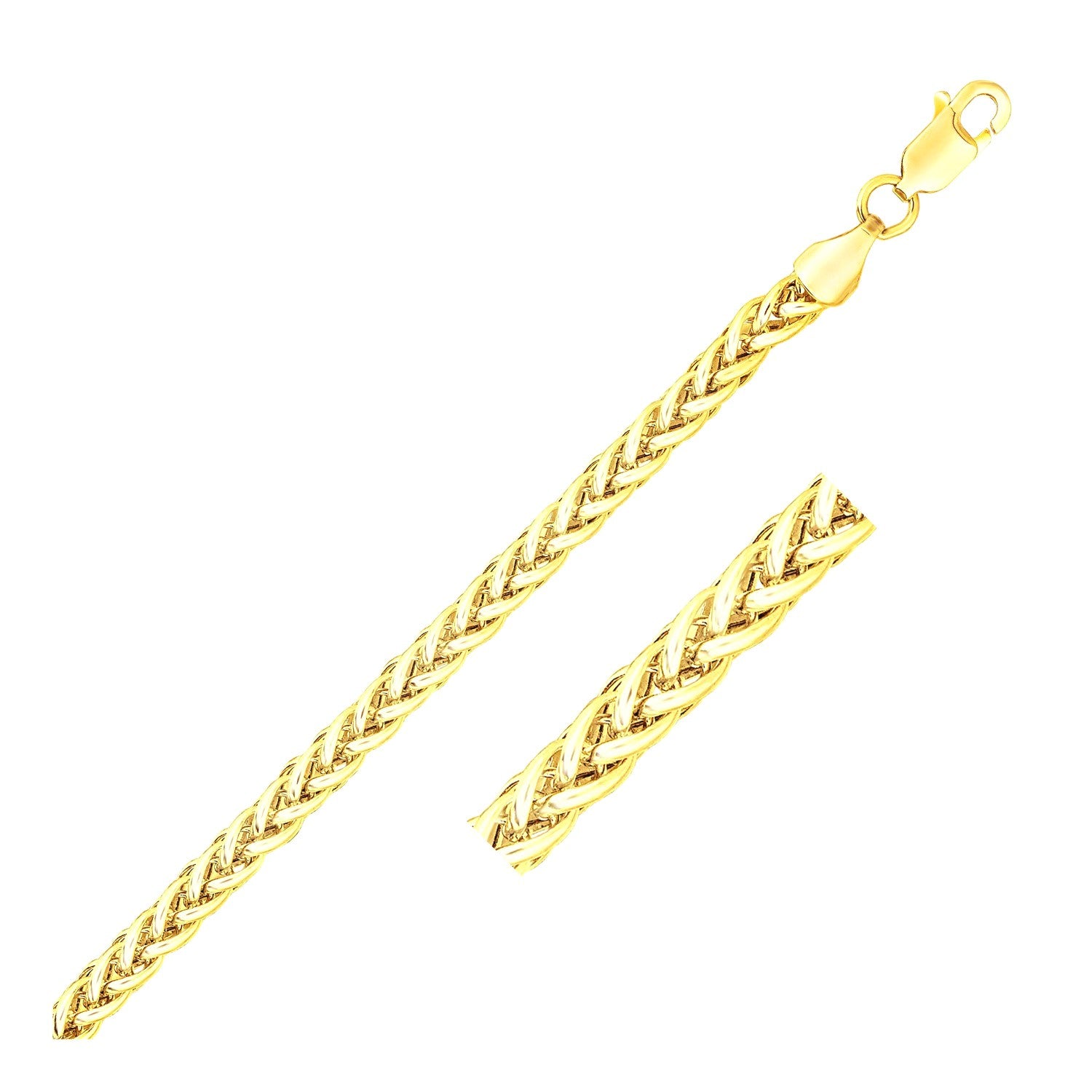 14k Yellow Gold Light Weight Wheat Bracelet (3.20 mm) for Women | Yene Store 