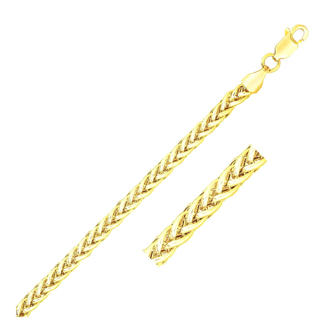 14k Yellow Gold Light Weight Wheat Bracelet (3.20 mm) for Women | Yene Store 