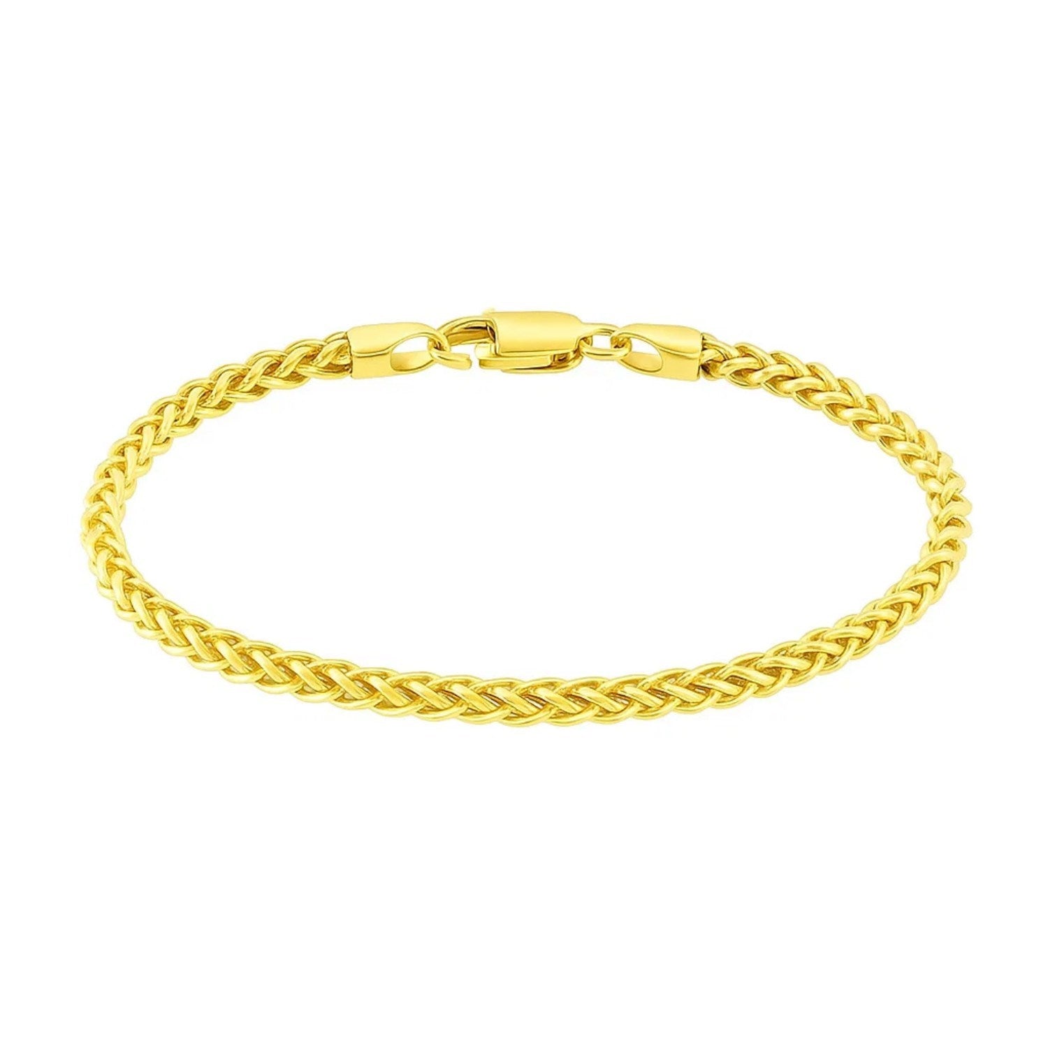 14k Yellow Gold Light Weight Wheat Bracelet (3.20 mm) for Women | Yene Store 