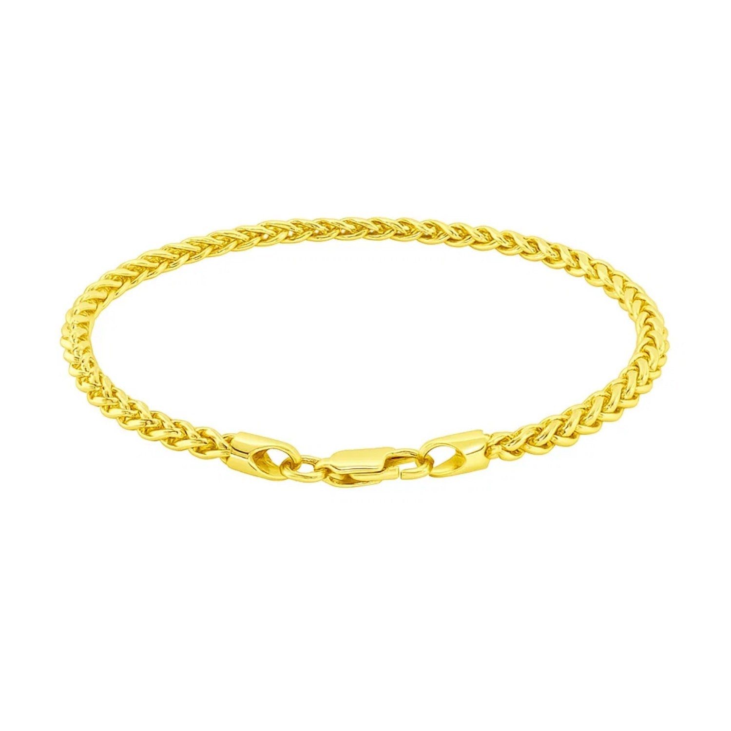 14k Yellow Gold Light Weight Wheat Bracelet (3.20 mm) for Women | Yene Store 