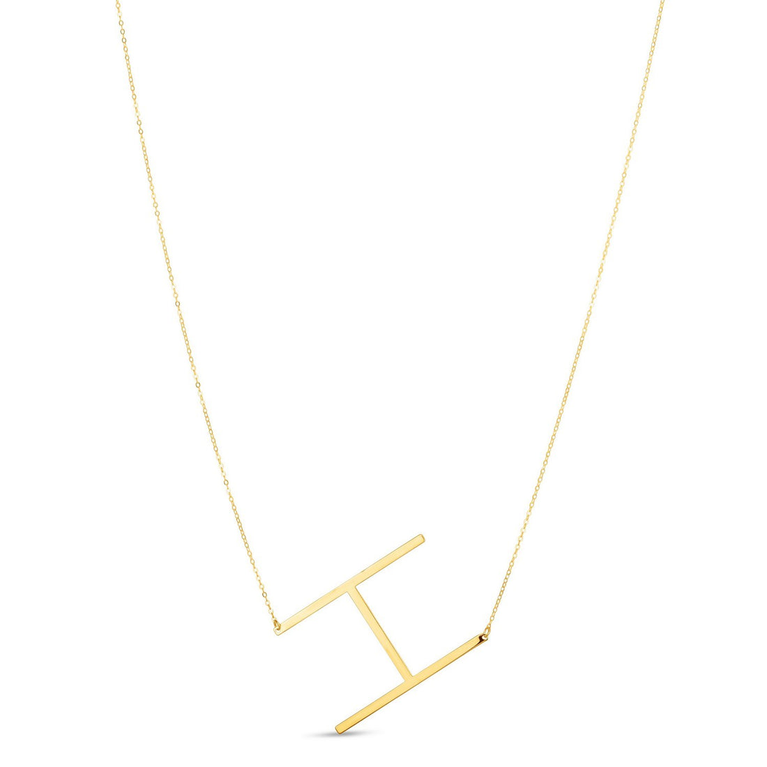 14K Yellow Gold Yours Truly Large Initial H Necklace for Women | Yene Store 