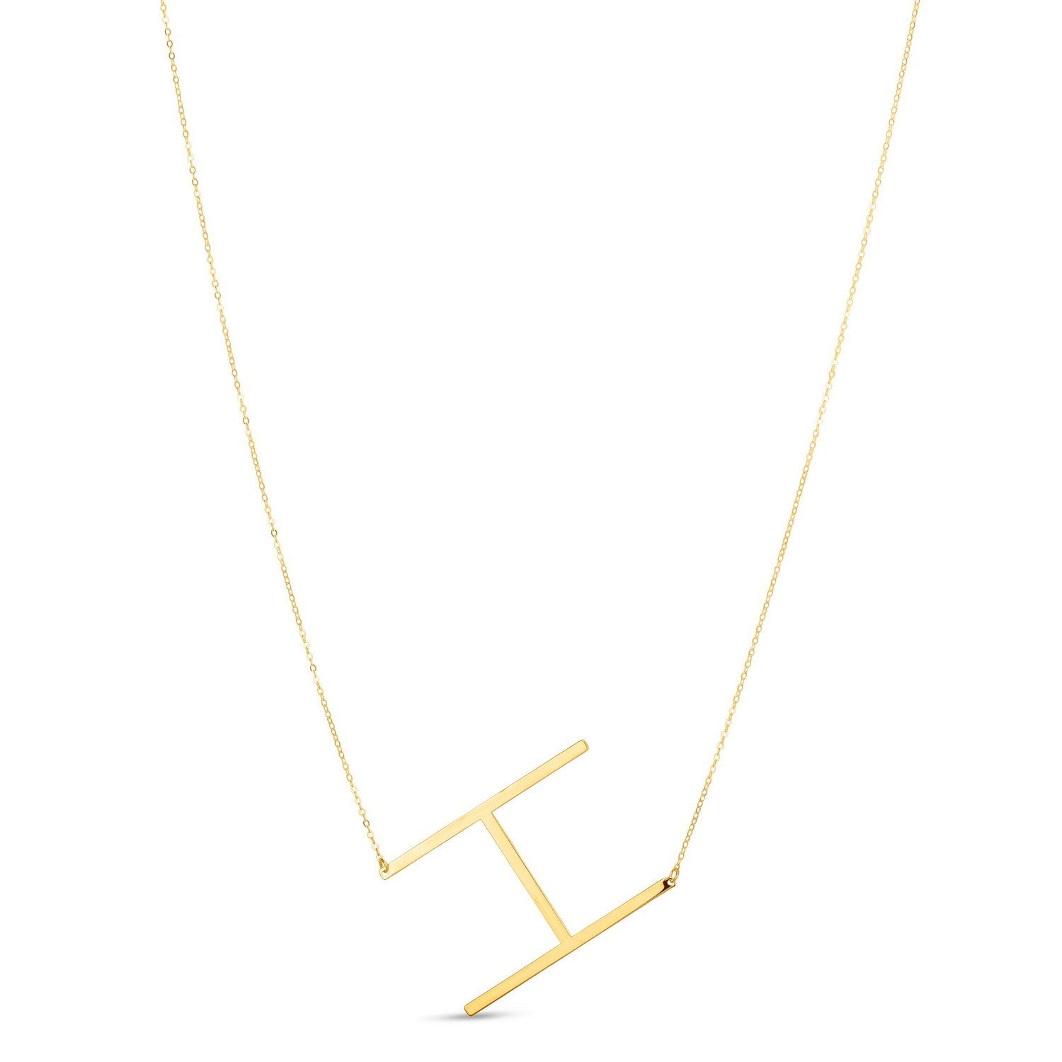 14K Yellow Gold Yours Truly Large Initial H Necklace for Women | Yene Store 