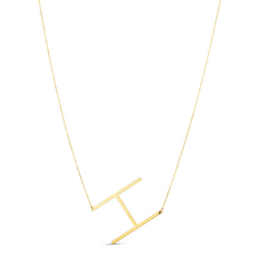 14K Yellow Gold Yours Truly Large Initial H Necklace for Women | Yene Store 