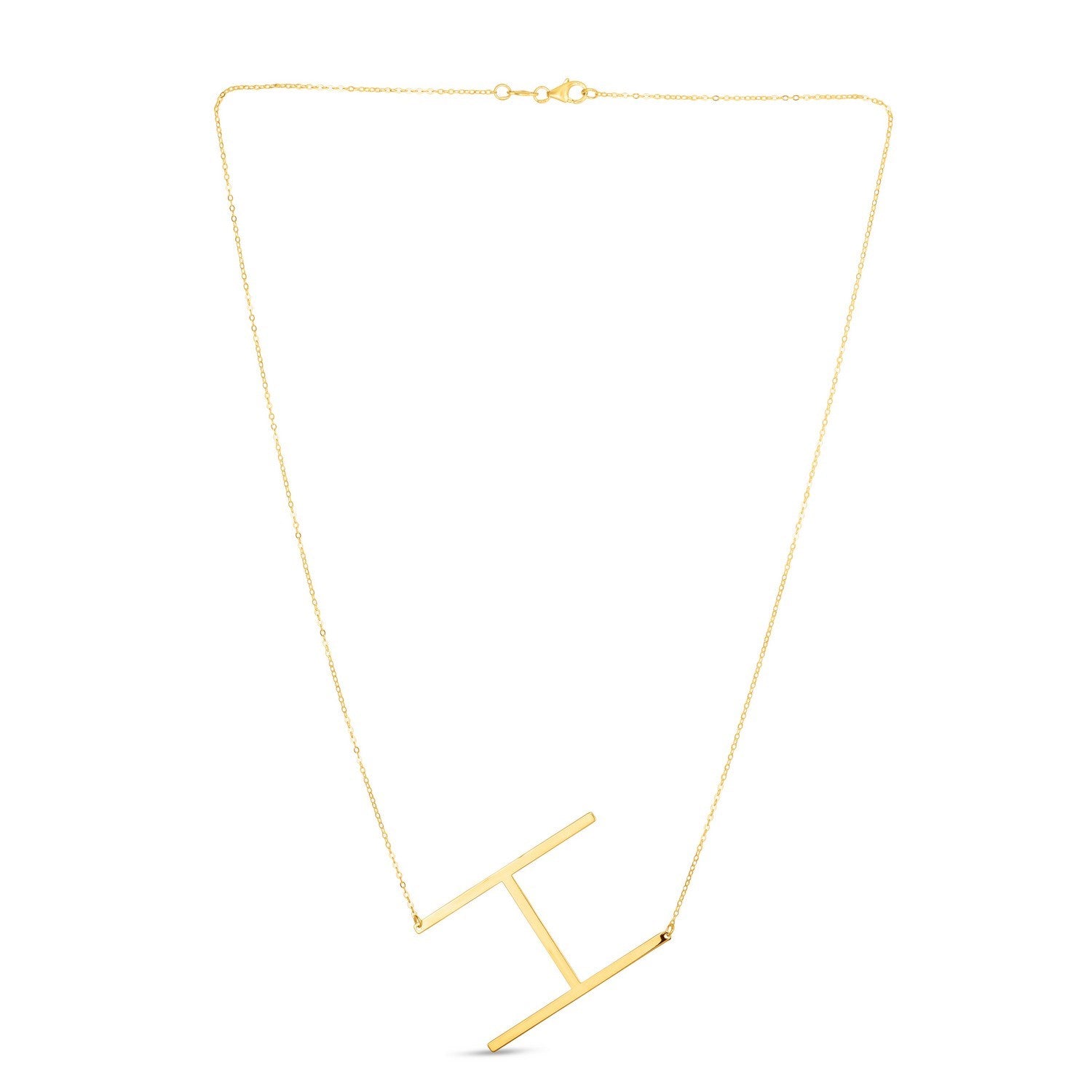 14K Yellow Gold Yours Truly Large Initial H Necklace for Women | Yene Store