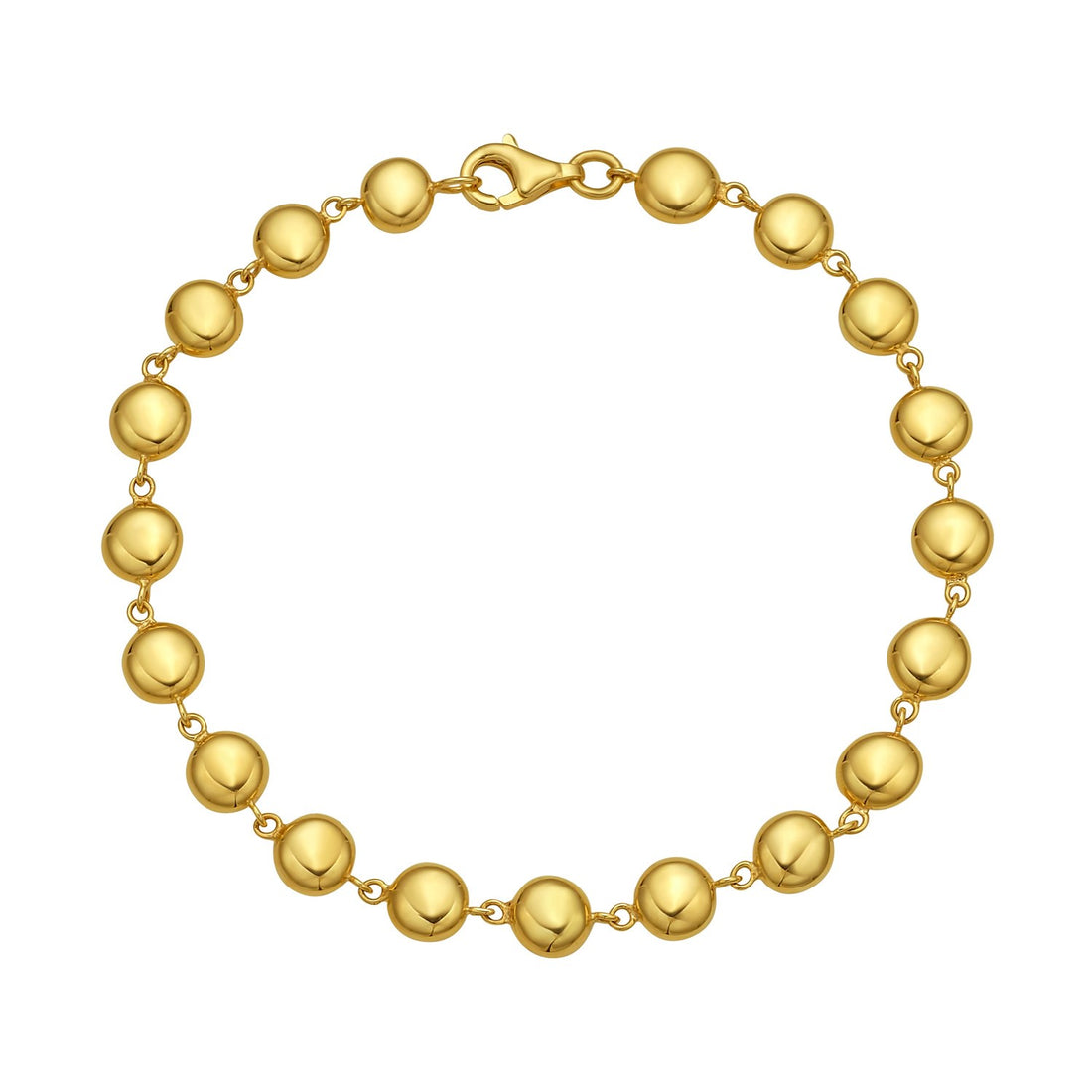 14K Yellow Gold Polished Pebble Bead Bracelet (6.00 mm) for Women | Yene Store 